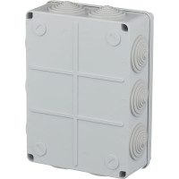 Коробка распаечная IEK открытой проводки, IP44, КМ41243, RAL7035,10 гермовводов, ИЭК UKO11-190-140-070-K41-44