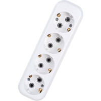 Колодка (розетка удлинителя) LUX У4-Е 4-местная, с заземлением, 250В 16А 4606400416616