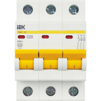 Автоматический 3-полюсный выключатель, 20А, С ВА47-29 4.5кА IEK MVA20-3-020-C