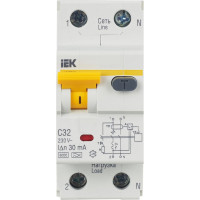 Дифавтомат АВДТ-32 1п+N, C, 32А, 30мА IEK MAD22-5-032-C-30