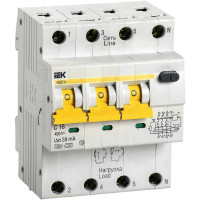 Автоматический дифференциальный выключатель тока IEK 3п+N 2мод. C 16A 30mA тип A 6kA АВДТ-34 ИЭК MAD22-6-016-C-30