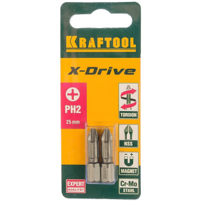 Торсионные кованые биты KRAFTOOL ЕХPERT 26121-2-25-2