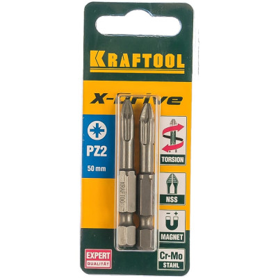 Торсионные кованые биты KRAFTOOL ЕХPERT 26123-2-50-2