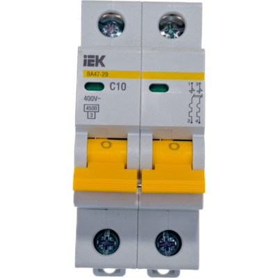 IEK Выключатель авт. мод. 2п C 10А ВА 47-29 4.5кА ИЭК MVA20-2-010-C