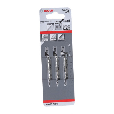 Bosch Пилки длобзика 3шт, U1AO, HCS, 52мм, унив хв-к, чпроп 2.608.637.724 148890