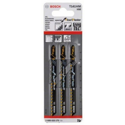Bosch Пилки длобзика 3шт, Т141НМ, дгипсокартон, 74мм, х-1у 2.608.633.175 151651