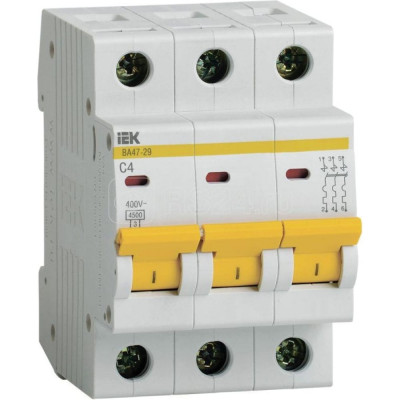 Автомат IEK ВА47-29 3п, C, 4А, 4.5кА MVA20-3-004-C