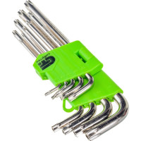 СИБРТЕХ Набор ключей имбусовых Tamper-Torx, 9 шт: TTT10-T50, 45x, закаленные, удлиненные, никель.// 12322