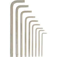 СИБРТЕХ Набор ключей имбусовых Tamper-Torx, 9 шт: TTT10-T50, 45x, закаленные, удлиненные, никель.// 12322