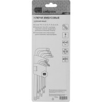 СИБРТЕХ Набор ключей имбусовых Tamper-Torx, 9 шт: TTT10-T50, 45x, закаленные, удлиненные, никель.// 12322
