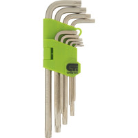 СИБРТЕХ Набор ключей имбусовых Tamper-Torx, 9 шт: TTT10-T50, 45x, закаленные, удлиненные, никель.// 12322
