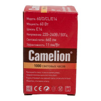 Электрическая лампа накаливания с прозрачной колбой MIC Camelion 60/D/CL/E14, 8972