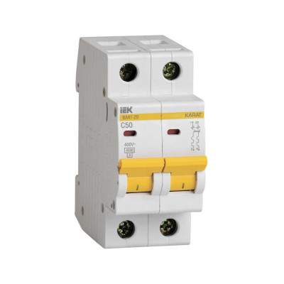 Автоматический модульный выключатель IEK ВА 47-29 2п C 50А 4.5кА ИЭК MVA20-2-050-C 9694548