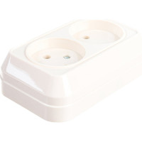 Двойная розетка без заземления, кремовая Makel 45217