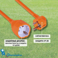 Удлинитель-шнур с 1-й розеткой с заземлением Electraline, с защитой от детей 10м 01640