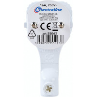 Угловая плоская вилка за шкаф с/з, 16А, белая FLAT PLUG Electraline 55043