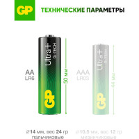 Батарейки GP АА пальчиковые алкалиновые Ultra Plus Alkaline, набор 4 шт (15AUPA21-BC4) 15497446