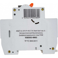 Автоматический выключатель дифференциального тока TDM ELECTRIC АВДТ 63 2P C16 30мА SQ0202-0002