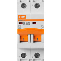 Автоматический выключатель ВА47-29 (2Р; 63 А; 4.5 кА; В) TDM ELECTRIC SQ0206-0032