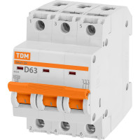 Автоматический выключатель TDM ELECTRIC ВА47-29 3Р 63А 4.5кА D SQ0206-0179