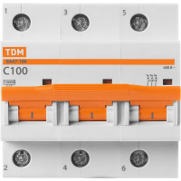 Автоматический выключатель TDM ELECTRIC ВА47-100 3Р 100А 10кА С SQ0207-0077