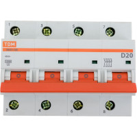 Автоматический выключатель TDM ELECTRIC ВА47-100 4Р 20А 10кА D SQ0207-0036