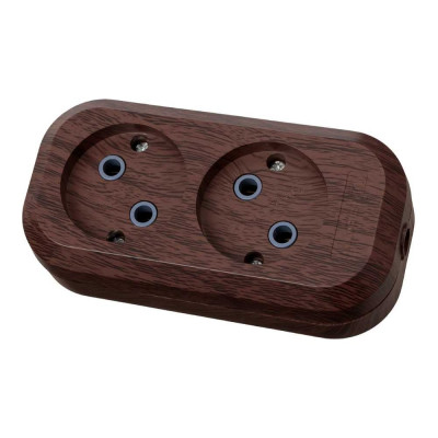 Колодка для удлинителя TDM ELECTRIC на 2 гнезда 2П, без заземления, 10А 250В "Эко" (бук) SQ1806-0059