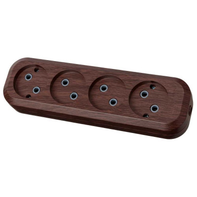 Колодка для удлинителя TDM ELECTRIC на 4 гнезда 2П, без заземления, 10А 250В "Эко" (бук) SQ1806-0064