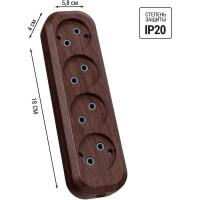 Колодка для удлинителя TDM ELECTRIC на 4 гнезда 2П, без заземления, 10А 250В "Эко" (бук) SQ1806-0064