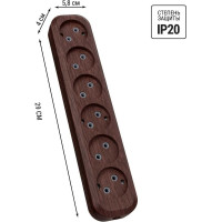 Колодка для удлинителя TDM ELECTRIC на 6 гнезд 2П, без заземления, 10А 250В "Эко" (бук) SQ1806-0070