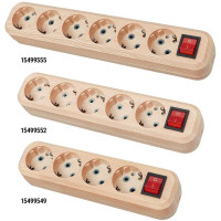 Колодка для удлинителя TDM ELECTRIC на 3 розетки 2П, с заземлением, с выключателем 16А 250В "Эко" (сосна) SQ1806-0049