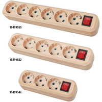 Колодка для удлинителя TDM ELECTRIC на 4 гнезда 2П, с заземлением, с выключателем 16А 250В "Эко" (сосна) SQ1806-0052