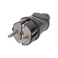 Вилка электрическая прямая с заземлением черная 16А 250В TDM ELECTRIC SQ1806-0004