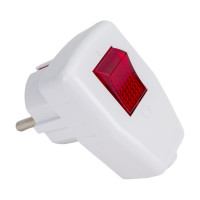 Угловая вилкаTDM ELECTRIC с/з, с выключателем, белая 16А 250В SQ1806-0009