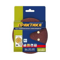 Круг шлифовальный на липкой основе (5 шт; 125 мм; Р80) ПРАКТИКА 031-495
