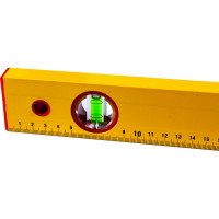 Алюминиевый желтый уровень с линейкой, 3 глазка 1500 мм SANTOOL 050202-150