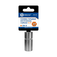 Глубокая торцевая головка КОБАЛЬТ 1/2, 24мм, Cr-V 644-139