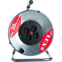 Силовой удлинитель на металлической катушке LUX К4-Е-30 30м 4 розетки с з/к 4606400419426