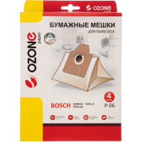 Мешки-пылесборники оригинальные бумажные OZONE (4 шт.) для Bosch/Siemens Typ P P-06