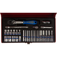 Набор шестигранных торцевых головок с принадлежностями 1/4", 4-13мм, 26шт KING TONY 2526MR