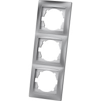 Рамка 3-х постовая вертикальная TDM ELECTRIC серебристый металлик, серия "Лама" SQ1815-0234