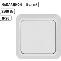 Одноклавишный выключатель TDM ELECTRIC открытой установки 10А белый Ладога SQ1801-0001