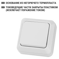 Одноклавишный выключатель TDM ELECTRIC открытой установки 10А белый Ладога SQ1801-0001