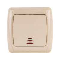 Одноклавишный выключатель TDM ELECTRIC с подсветкой, слоновая кость Онега SQ1805-0033