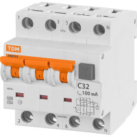 Автоматический выключатель дифференциального тока TDM ELECTRIC АВДТ 63 4P C32 100мА SQ0202-0023