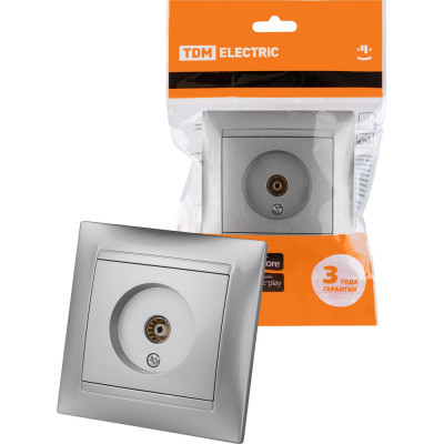 Розетка TV простая (0-2400МГц, "мама") TDM ELECTRIC серебристый металлик, серия "Лама" SQ1815-0217