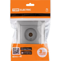 Розетка TV простая (0-2400МГц, "мама") TDM ELECTRIC серебристый металлик, серия "Лама" SQ1815-0217