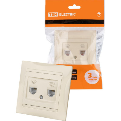 Двойная телефонная розетка, слоновая кость RJ11 TDM ELECTRIC Лама SQ1815-0118