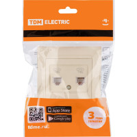 Двойная телефонная розетка, слоновая кость RJ11 TDM ELECTRIC Лама SQ1815-0118