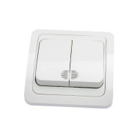 Двухклавишный выключатель TDM с подсветкой, белый Валдай SQ1804-0006